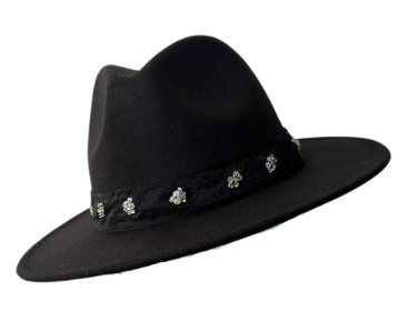 Studded Black Fedora