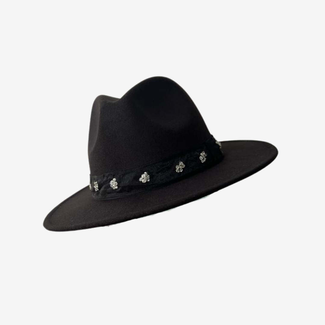 Esme - Studded Black Fedora