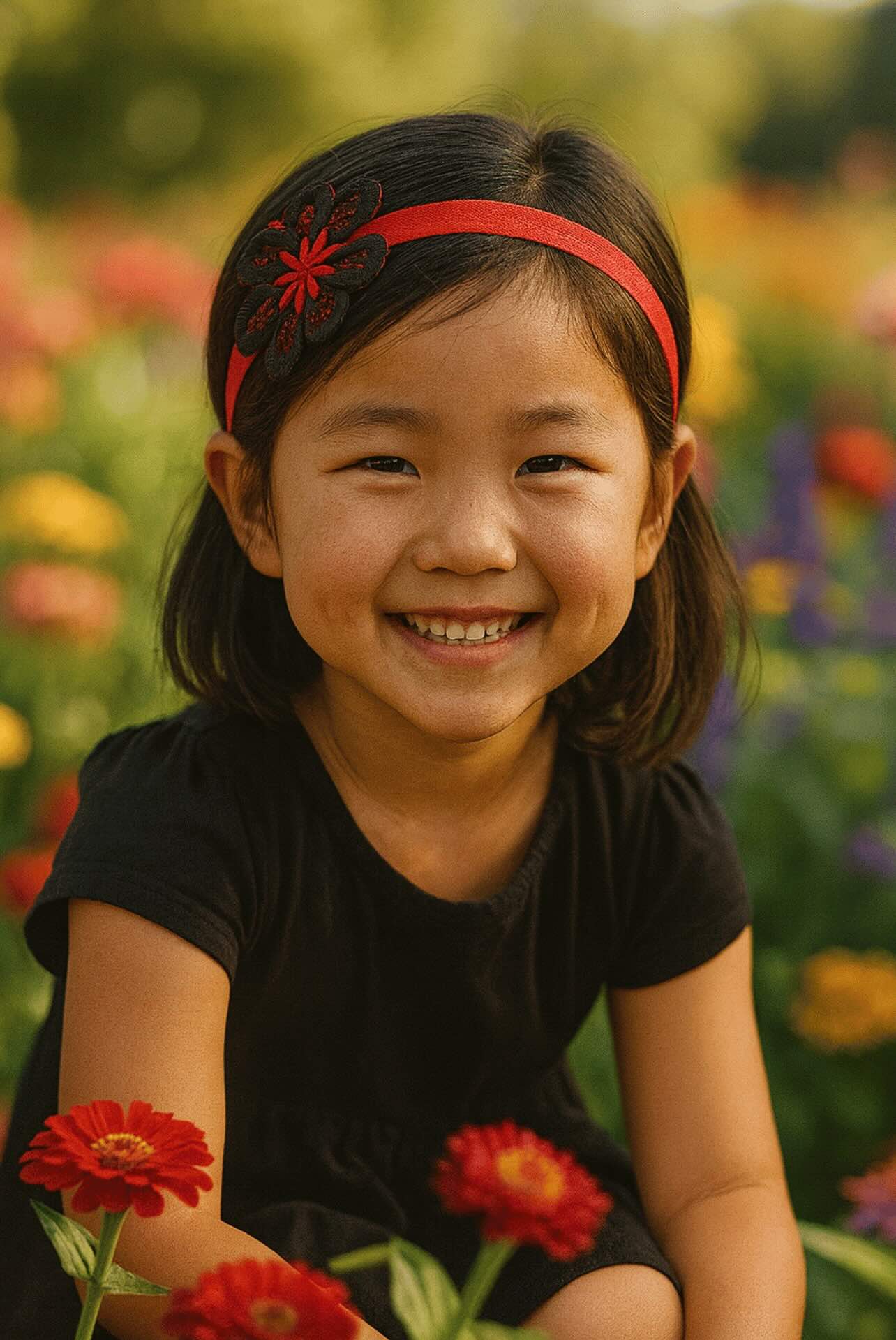 Baby & Toddler Red and Black Flower Headband