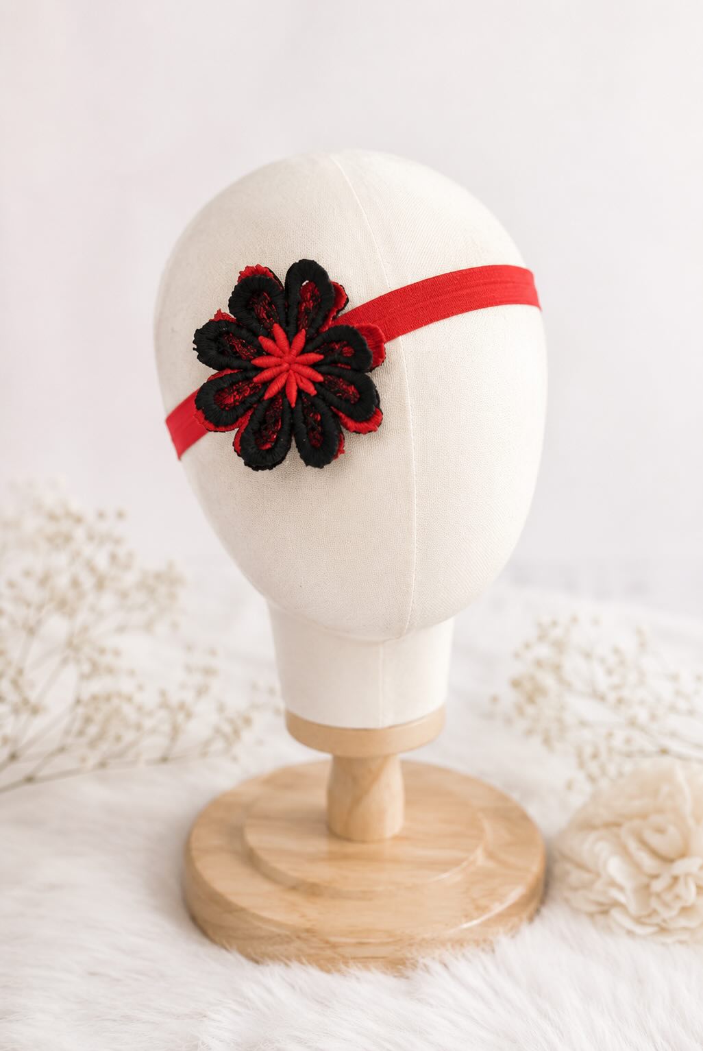 Baby & Toddler Red and Black Flower Headband