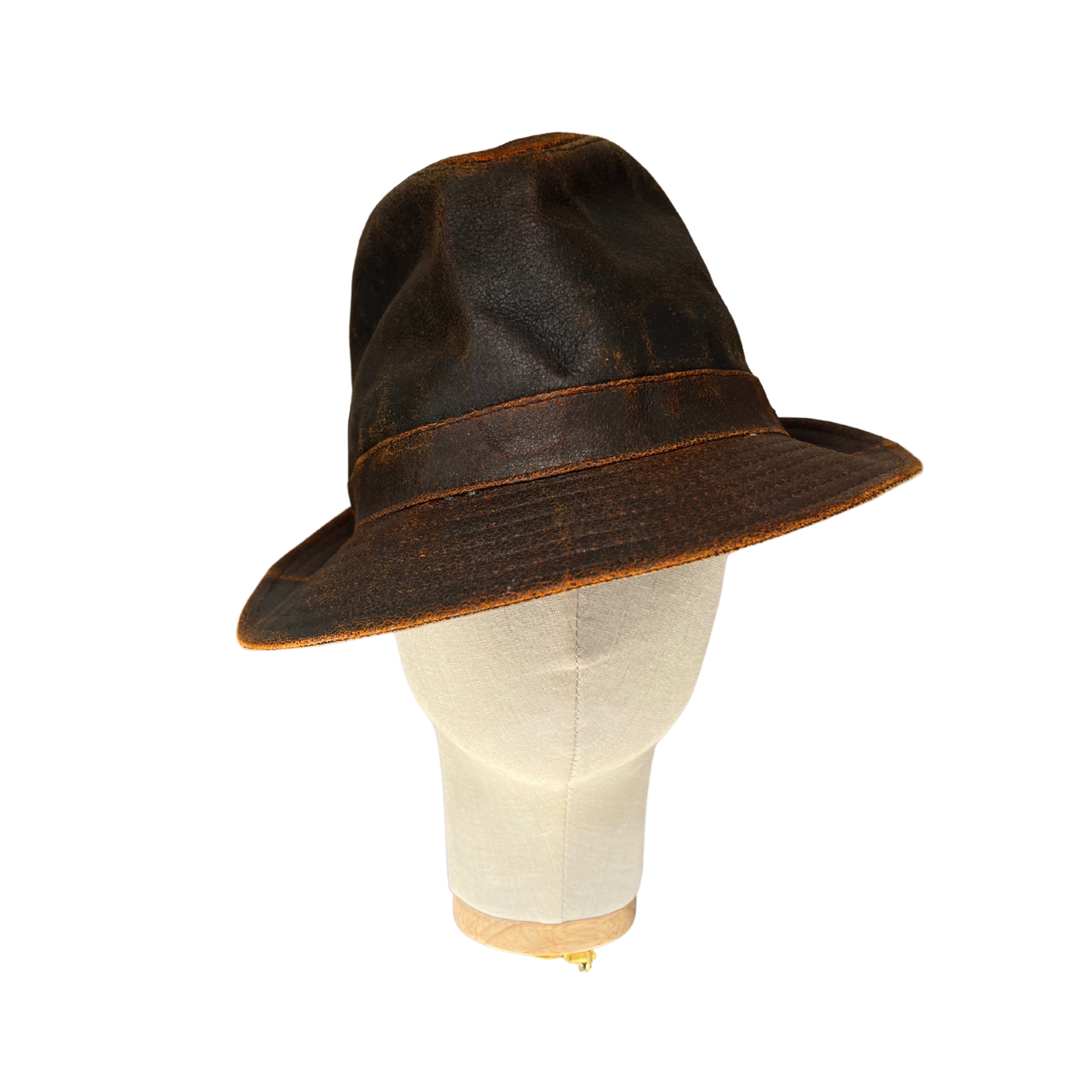 Bailey Men's Distressed Leather Trilby Hat – Brown Vintage Fedora Style