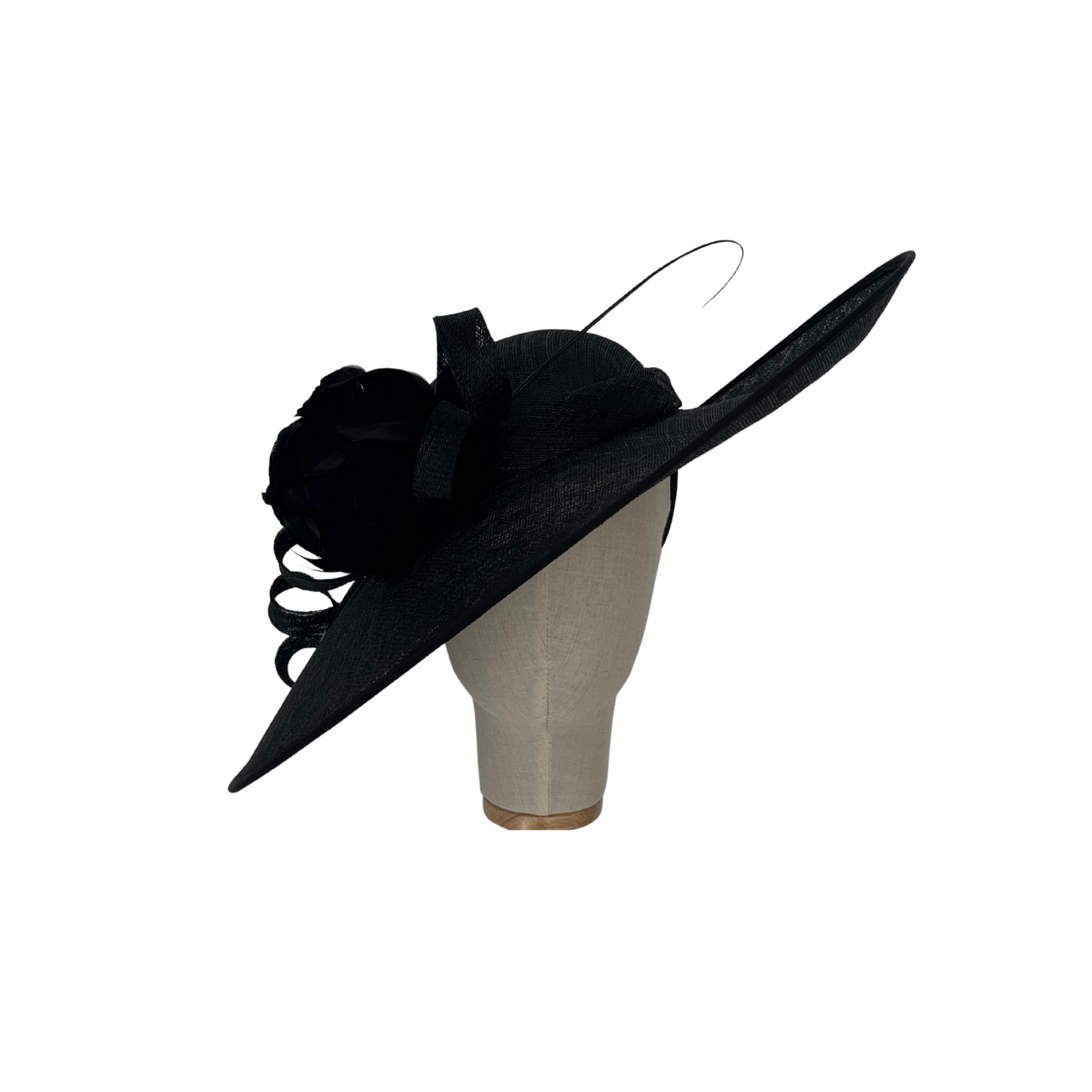 Black Large Brim Designer Hatinator – Luxury Wedding and Race Day Hat UK
