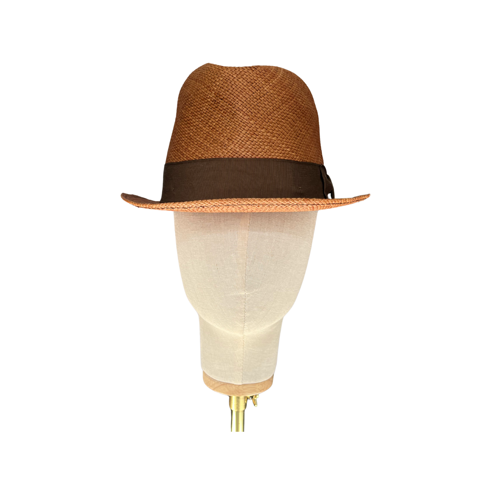 Men’s Genuine Brown Panama Straw Trilby Hat – Classic Summer Style for Sophisticated Gentlemen
