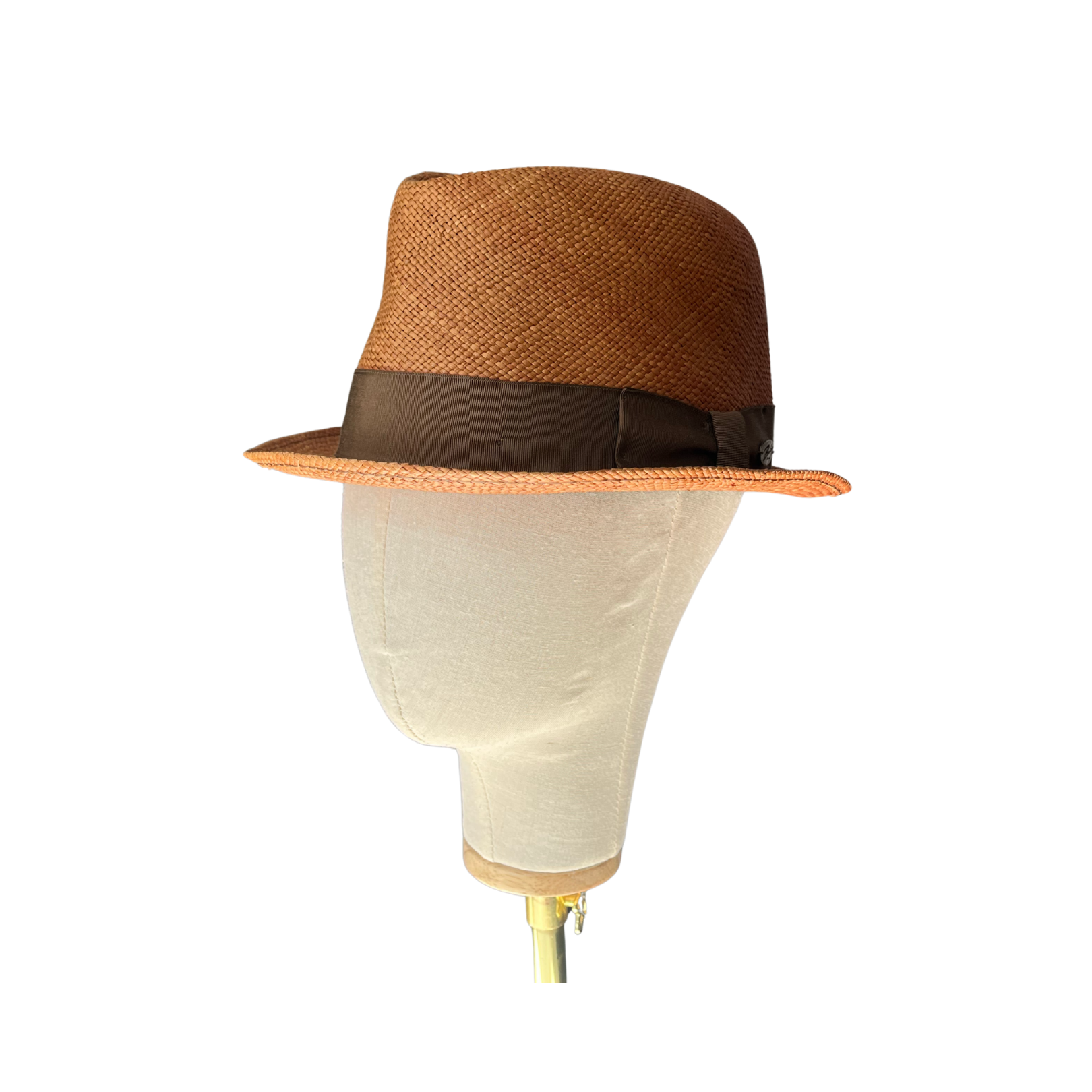 Men’s Genuine Brown Panama Straw Trilby Hat – Classic Summer Style for Sophisticated Gentlemen
