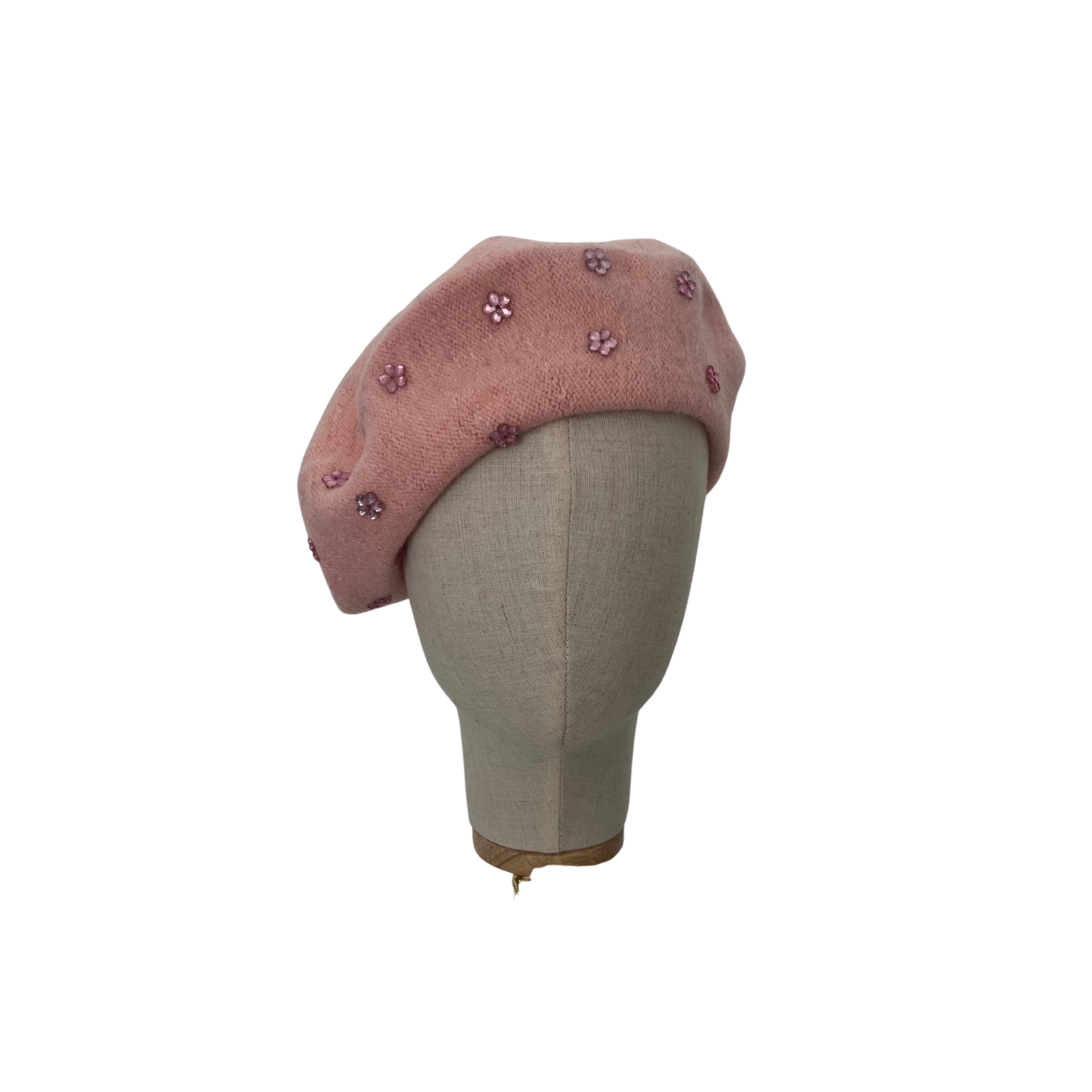 Pink Beret with Matching Flower Trims