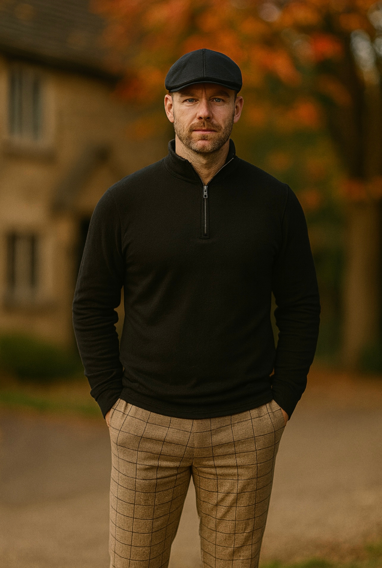 Porto Black Flat Cap