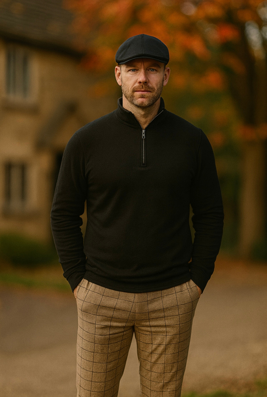 Porto Black Flat Cap