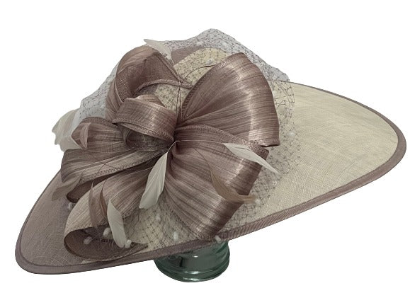 Snoxell Gwyther taupe & Ivory Hatinator Hat Fascinator Occasion